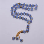 Elegant muslimsk bedekæde - Islamisk Tasbih med 33 blå og gyldne perler
