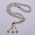 Elegant muslimsk bedekæde - Islamisk Tasbih med 33 krystal og gyldne perler