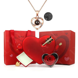 Ewige Liebe Set mit Rose und Halskette 