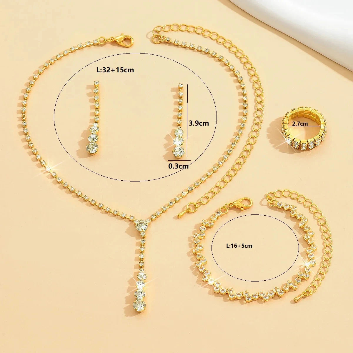 Scatola da 4 gioielli con strass