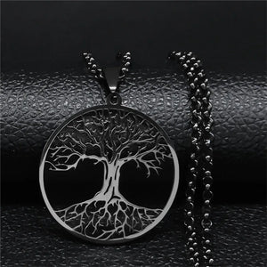 Collier Arbre de Vie Pendentif Acier Trempé