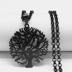 Collier Arbre de Vie Pendentif Acier Trempé