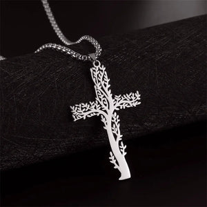 Collier Arbre de Vie Pendentif Croix argent