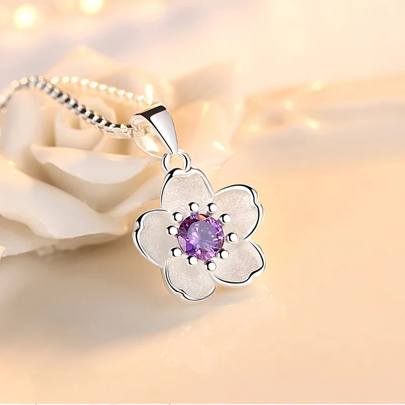 Collier avec Pendentif Fleur pour Femme violet