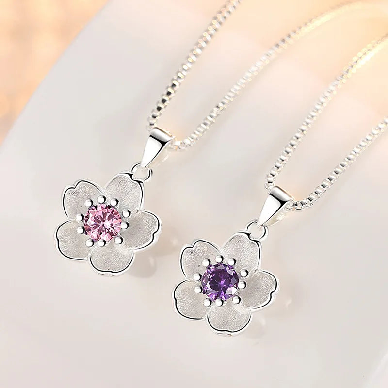Collier avec Pendentif Fleur pour Femme rose