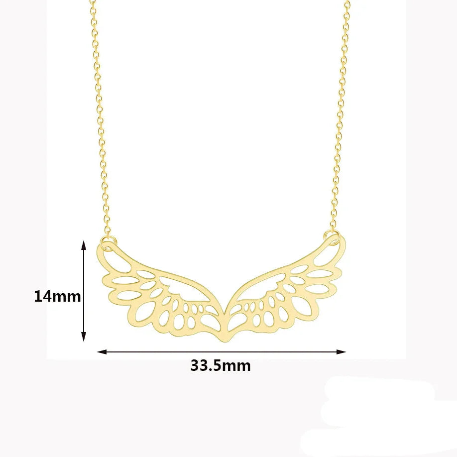 Collier avec large pendentif ailes d'ange