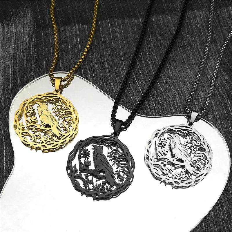 Collier avec Pendentif Arbre avec Oiseau argent