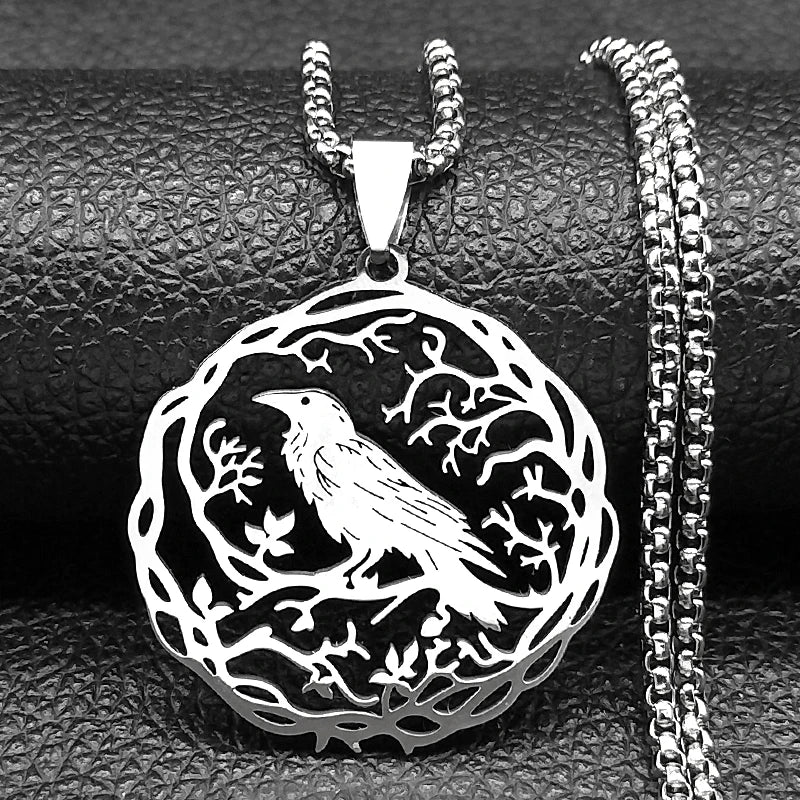 Collier avec Pendentif Arbre avec Oiseau argent