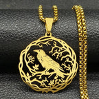 Collier avec Pendentif Arbre avec Oiseau or