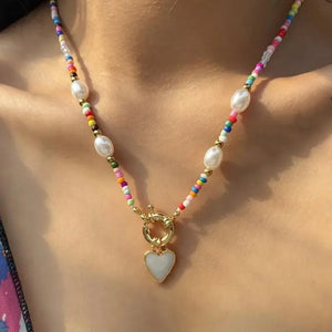 Collier avec Pendentif Bohême Romantique blanc