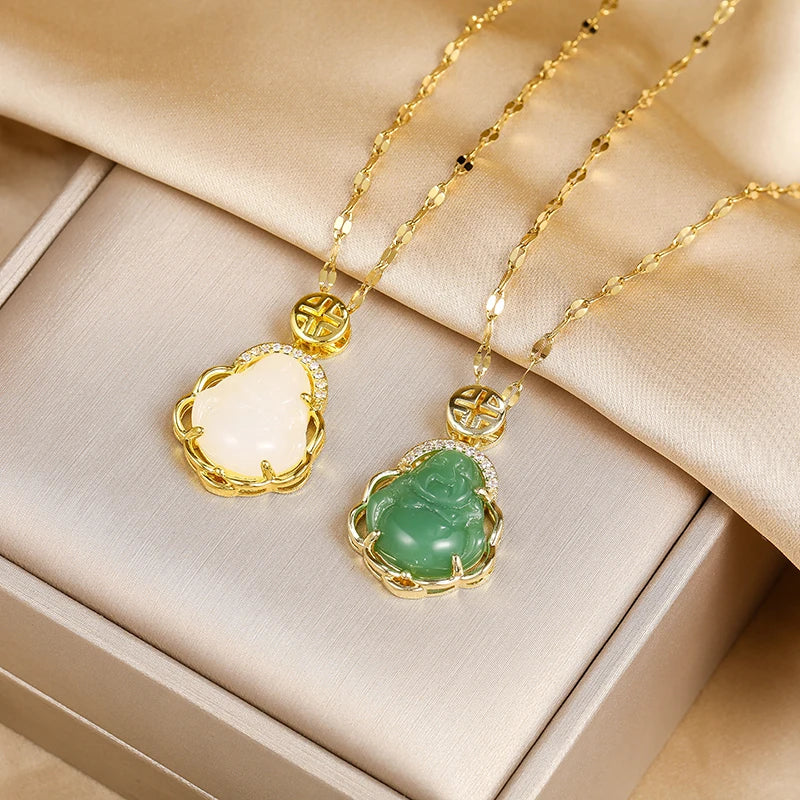 Collier avec Pendentif Bouddha vert