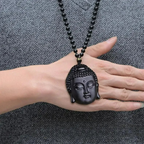 Collier avec Pendentif Bouddha en Obsidienne