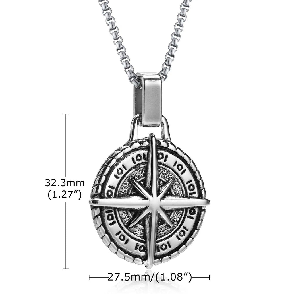 Collier boussole en acier titane Style Ins, pendentif de personnalité assorti, c Collier boussole en acier titane Style Ins, pendentif de personnalité assorti, c