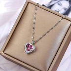 Collier avec pendentif coeur cristal argent
