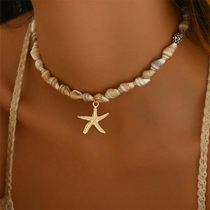 Collier avec Pendentif Coquillage Etoile de Mer