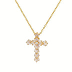 Collier avec pendentif croix cristaux or