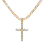 Collier avec pendentif croix éclat argenté or