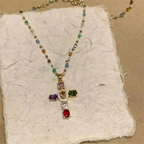 Collier avec Pendentif Croix en Zircon Femme