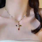 Collier avec Pendentif Croix en Zircon Femme