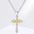 Collier avec pendentif croix et symbole infini bicolore