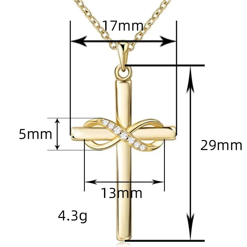 Collier avec pendentif croix infini orné de cristaux