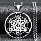 Collier avec Pendentif Cube de Métatron argent