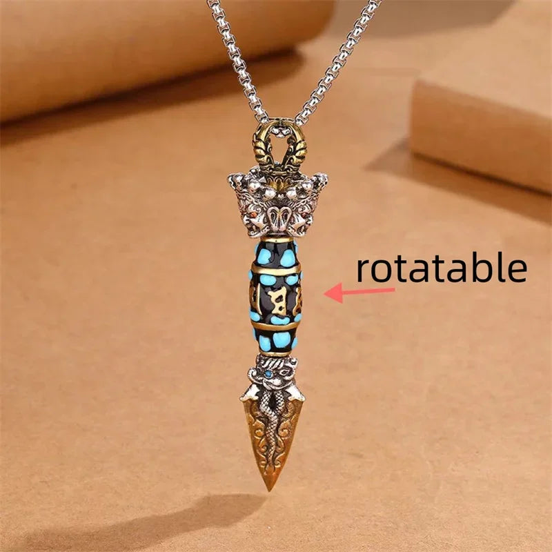Collier avec pendentif dague phurba rituelle tibétaine de protection anti-stress