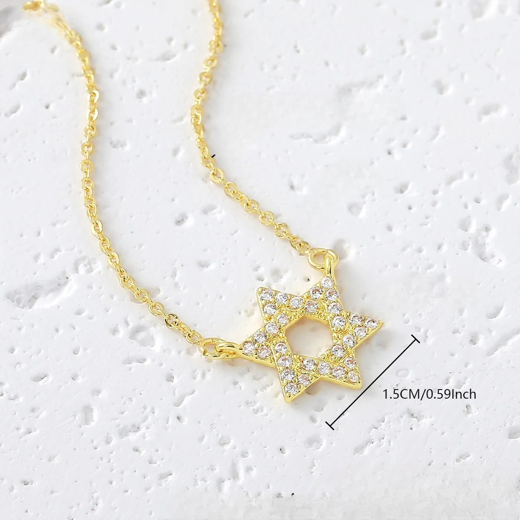Ketting met hanger van de <span data-glossary-id="etoile_de_david">Davidster</span> in strass, Joods symbool