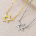 Ketting met hanger van de <span data-glossary-id="etoile_de_david">Davidster</span> in strass, Joods symbool 