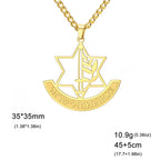 Collier avec pendentif de l'étoile de David et fleur de lis symbolique juive or