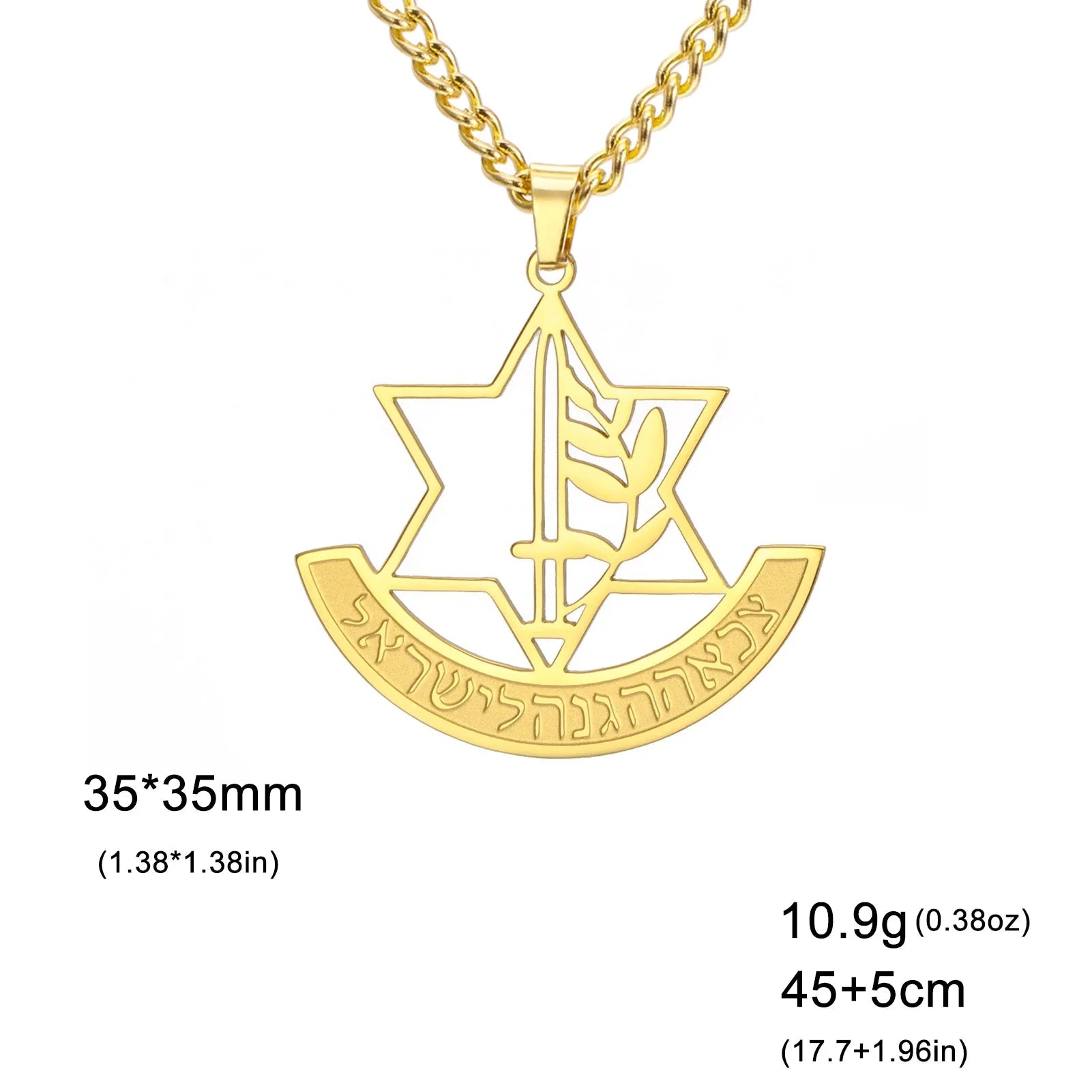Collier avec pendentif de l'étoile de David et fleur de lis symbolique juive or