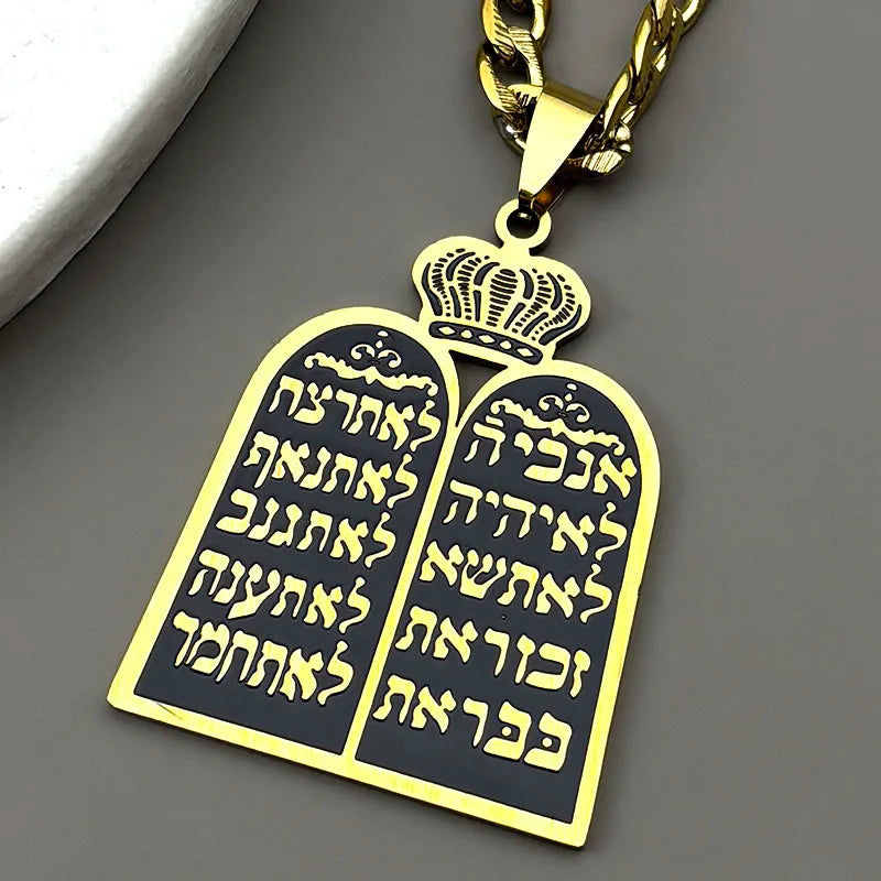 Collana con ciondolo delle preghiere ebraiche i 10 comandamenti della Torah oro