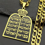 Collana con ciondolo delle preghiere ebraiche i 10 comandamenti della Torah oro