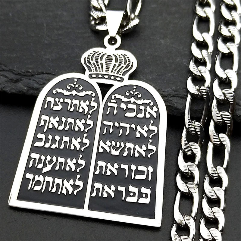 Collana con ciondolo delle preghiere ebraiche i 10 comandamenti della Torah argento