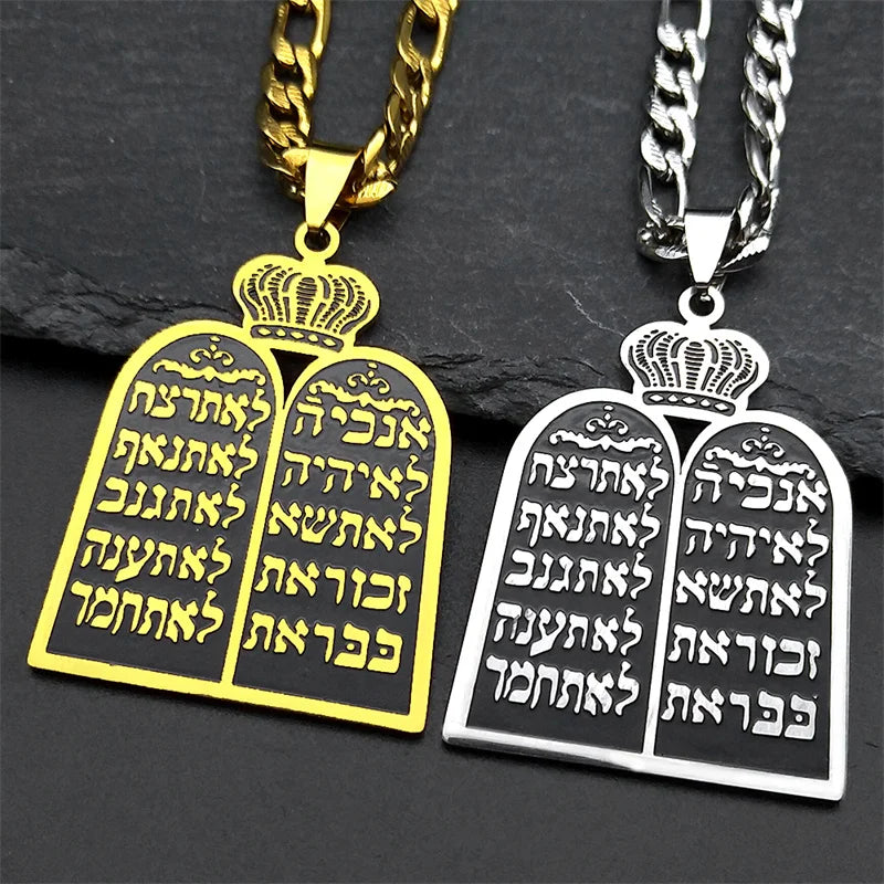 Collana con ciondolo delle preghiere ebraiche i 10 comandamenti della Torah oro