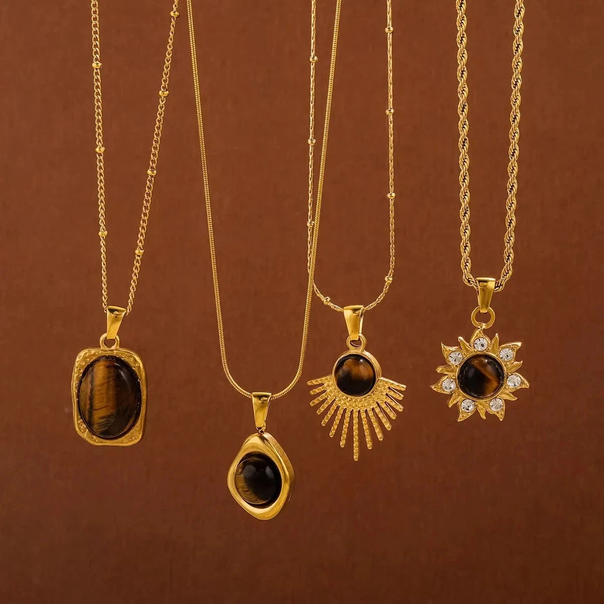 Collier avec Pendentif de Protection Oeil de Tigre pour Femme D