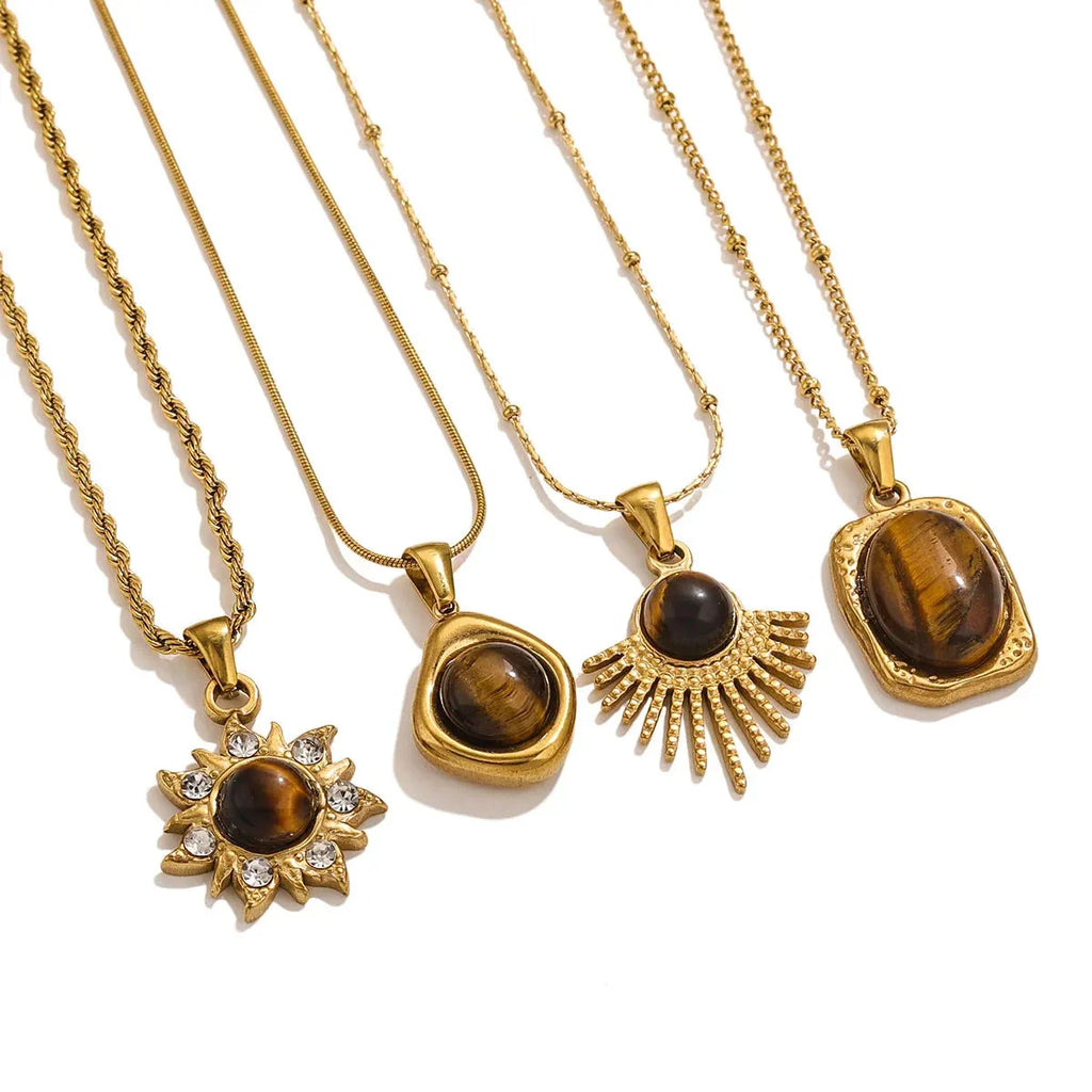Collier avec Pendentif de Protection Oeil de Tigre pour Femme B