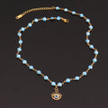 Collier en Perles avec Pendentif Oeil Bleu Style 1
