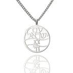 Collier avec pendentif en lettres hébraïques, Chai et l'étoile de David symboles juifs argent