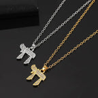 Collana con ciondolo in strass del simbolo di vita ebraica Chai argento