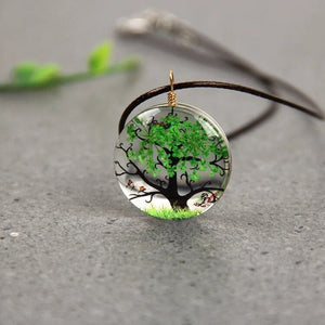 Collier avec Pendentif en Verre Soufflé Arbre de Vie