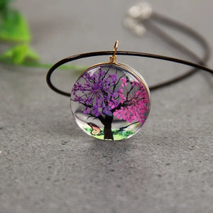 Collier avec Pendentif en Verre Soufflé Arbre de Vie