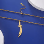 Collier avec pendentif épée d'Ali Zulfikar arabe islam musulman or