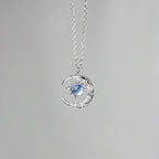 Collier avec Pendentif Etoile en Pierre de Lune et Zircon pour Femme argent