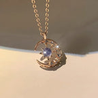 Collier avec Pendentif Etoile en Pierre de Lune et Zircon pour Femme or