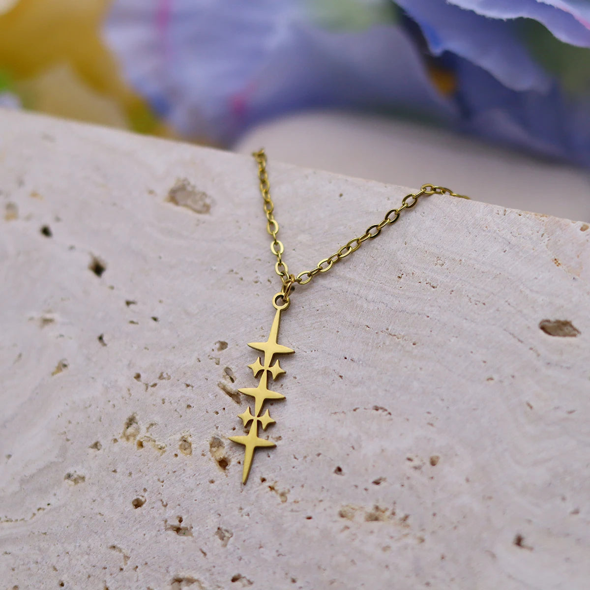 Collar con colgante de estrella para hombre oro