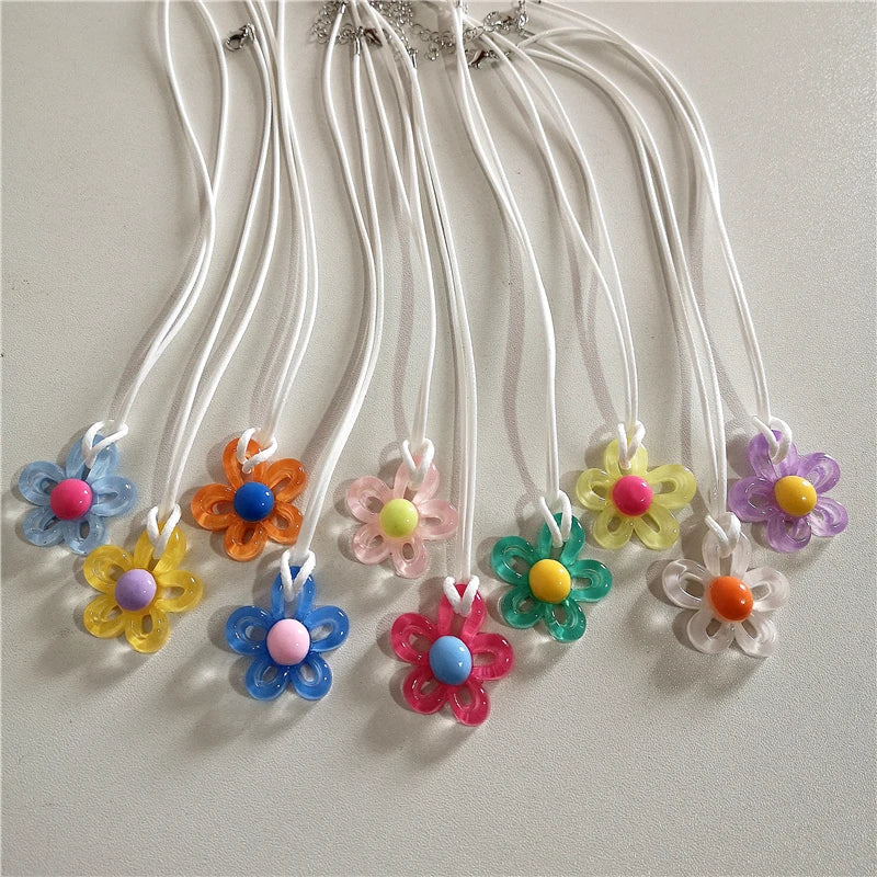 Collier avec Pendentif Fleur Colorée
