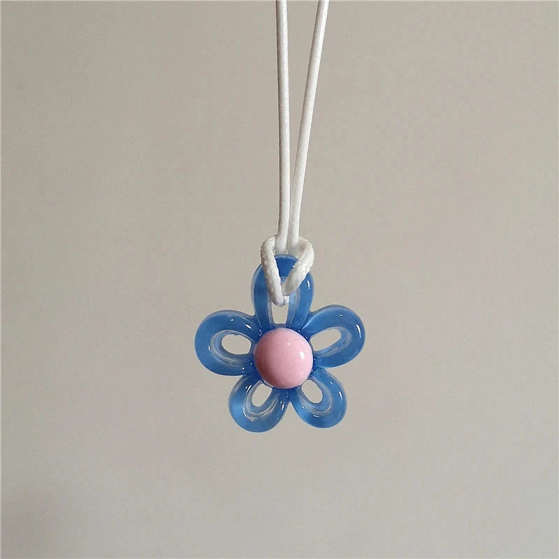 Collier avec Pendentif Fleur Colorée