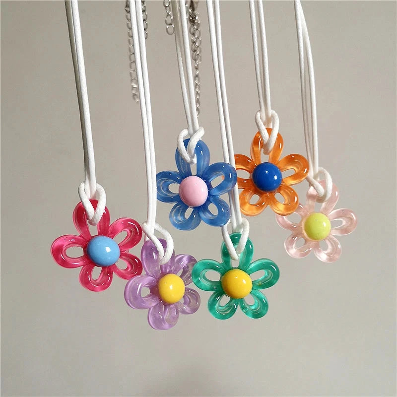 Collier avec Pendentif Fleur Colorée