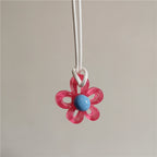 Collier avec Pendentif Fleur Colorée rouge